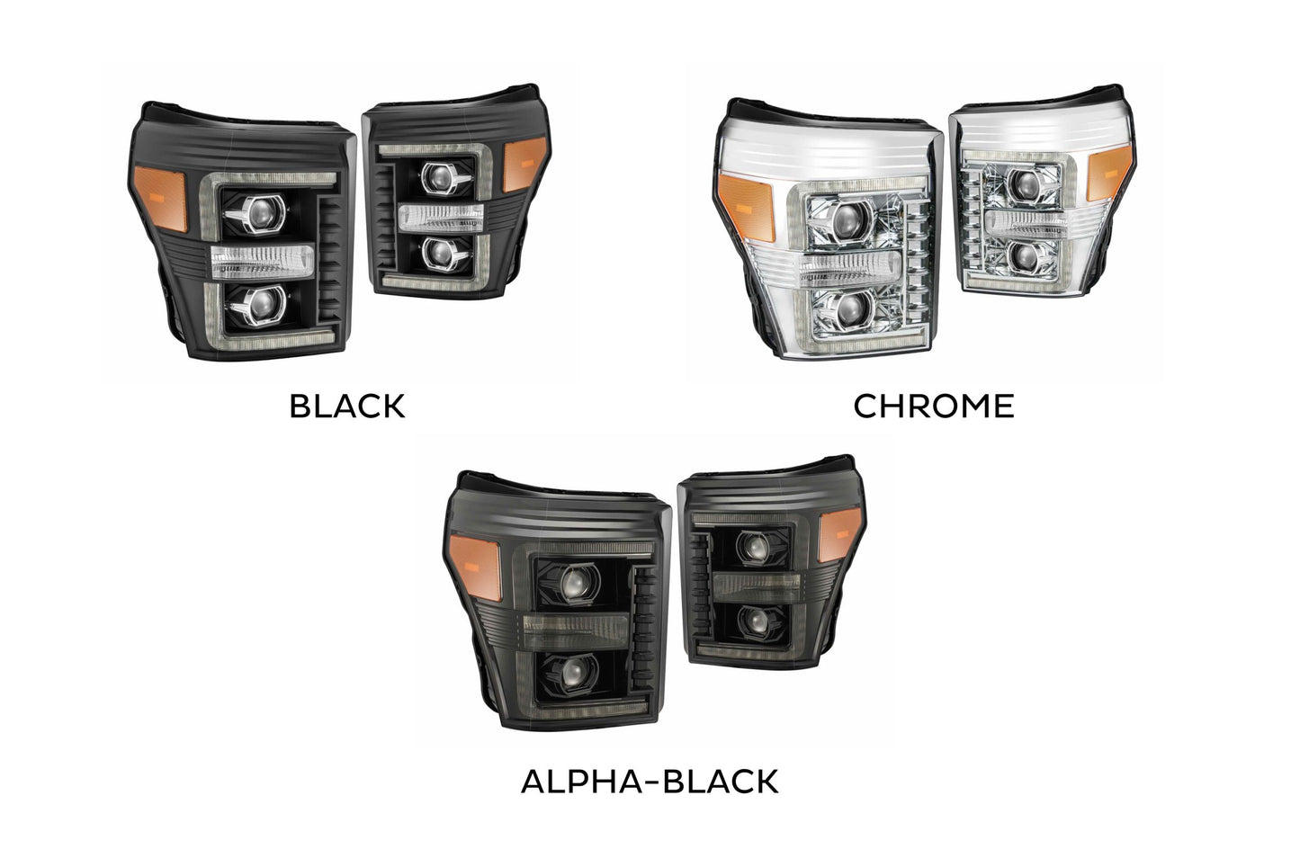 ARex (PRO-Series) Halogen Headlights: Ford Super Duty (11-16) - Alpha-Black (Set)