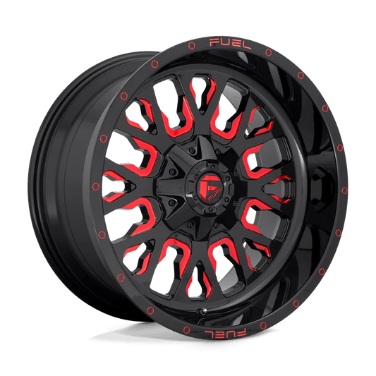 Fuel D612 Stroke Wheels in Gloss Black Red Tinted Clear Finish