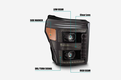 ARex (PRO-Series) Halogen Headlights: Ford Super Duty (11-16) - Black (Set)