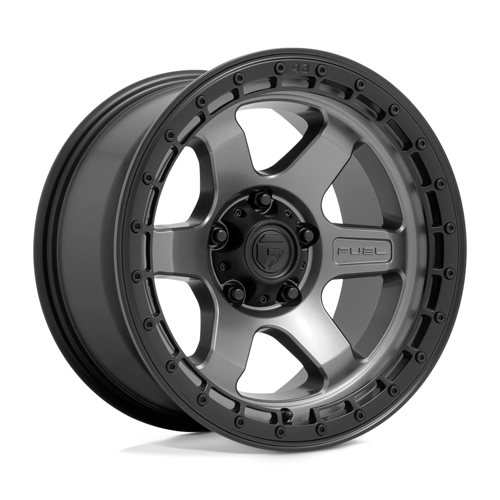 Fuel D752 Block Wheels in Matte Gunmetal W/ Black Ring Finish