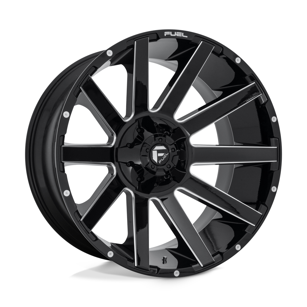 Fuel 1pc D615 Contra 24x12 24x12 -44 Offset In Gloss Black Milled