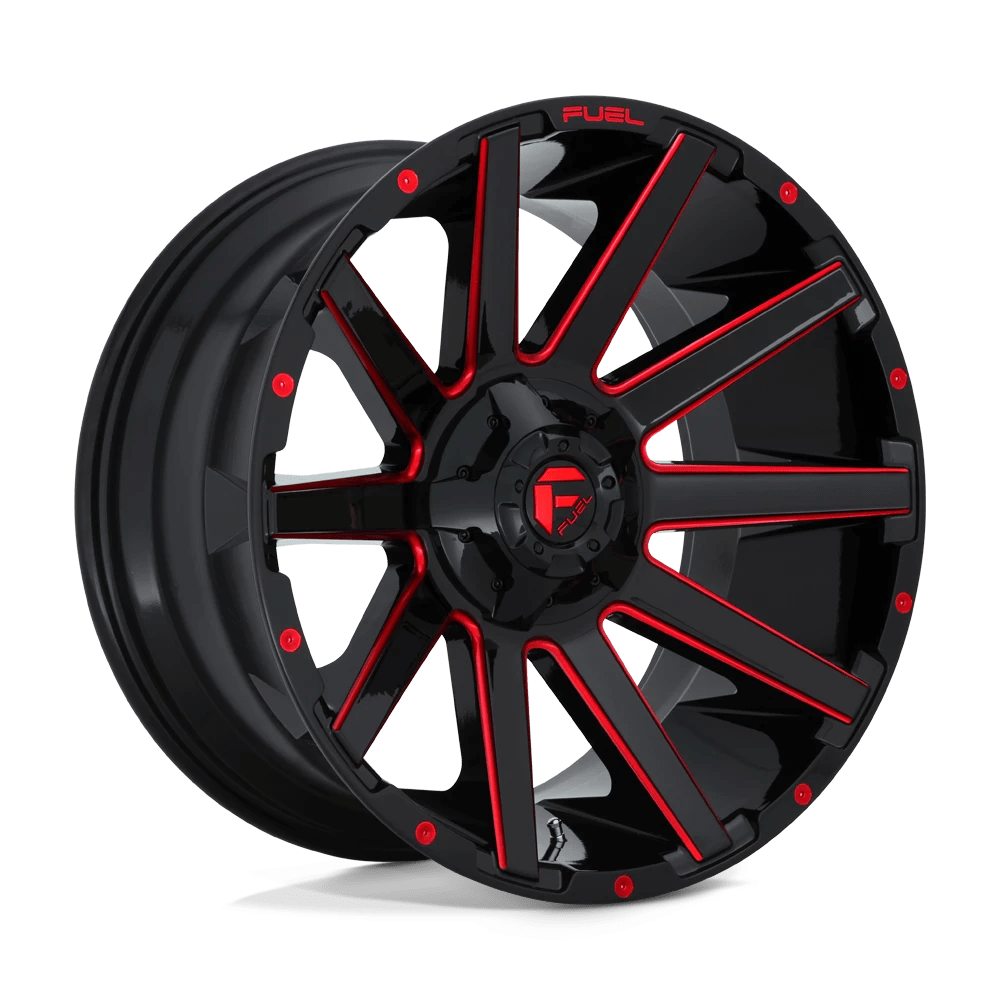 Fuel D643 Contra Wheels in Gloss Black Red Tinted Clear Finish