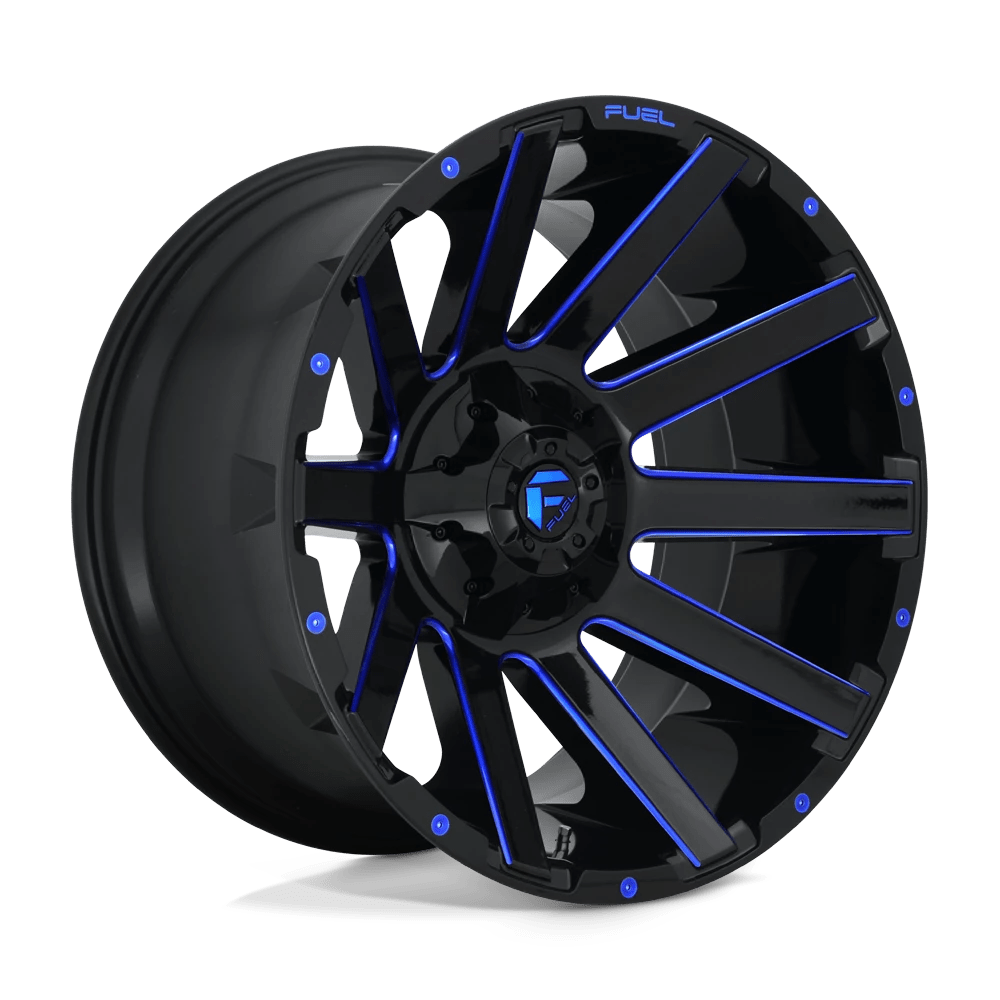 Fuel D644 Contra Wheels in Gloss Black Blue Tinted Clear Finish