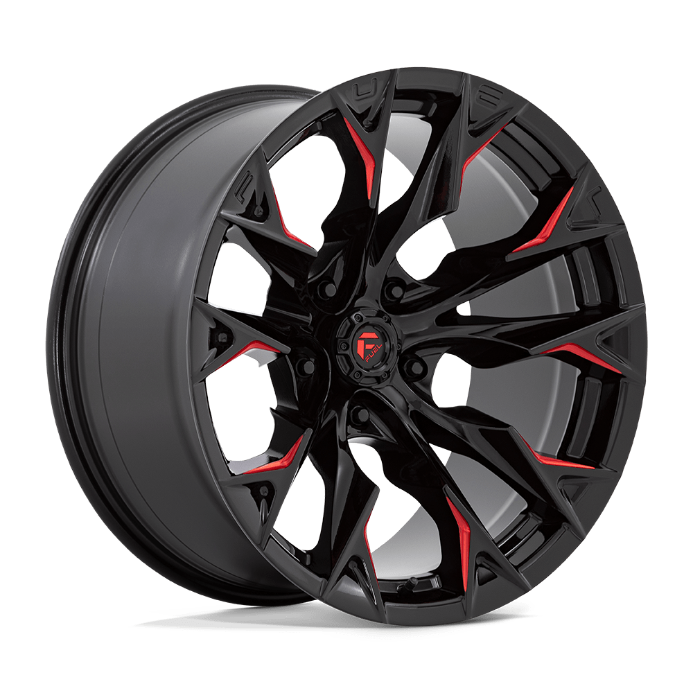 Fuel 1pc D823 Flame 20x10 20x10 -18 Offset In Gloss Black Milled W/ Candy Red