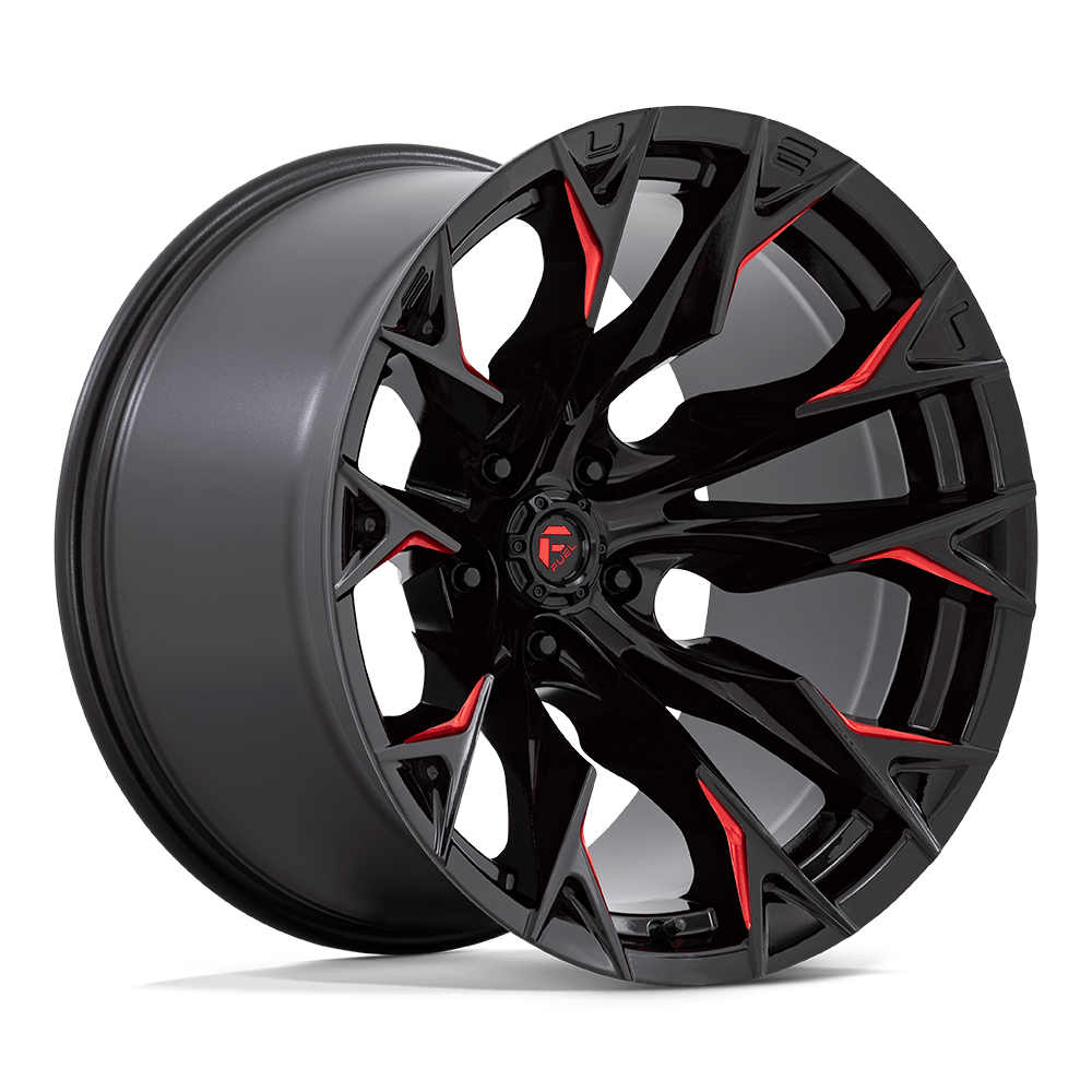 Fuel 1pc D823 Flame 20x12 20x12 -44 Offset In Gloss Black Milled W/ Candy Red