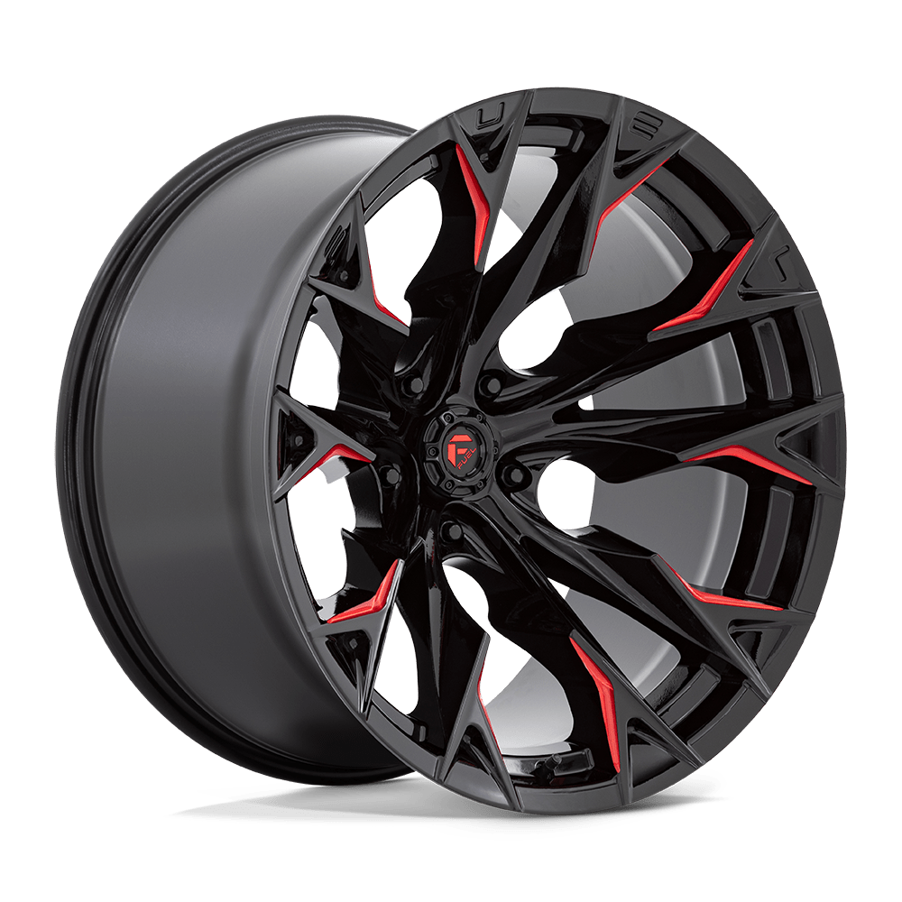 Fuel 1pc D823 Flame 22x12 22x12 -44 Offset In Gloss Black Milled W/ Candy Red