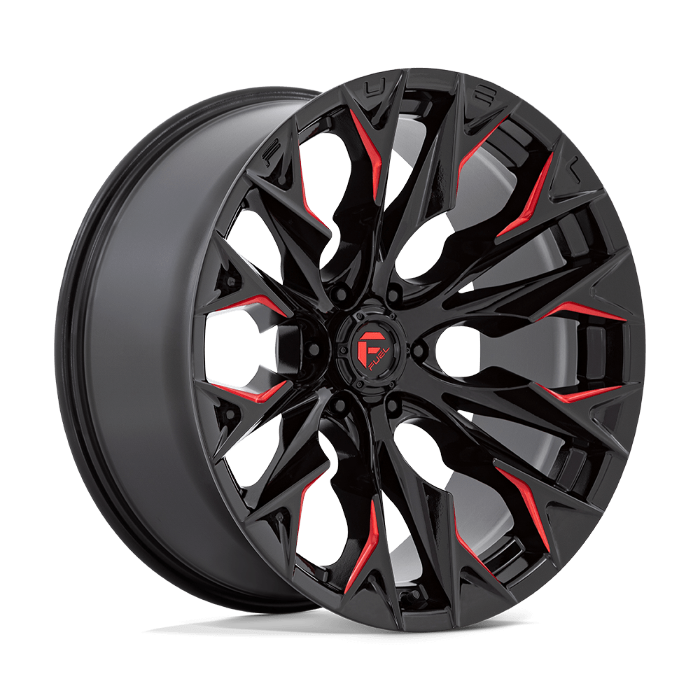 Fuel 1pc D823 Flame 22x10 22x10 -18 Offset In Gloss Black Milled W/ Candy Red