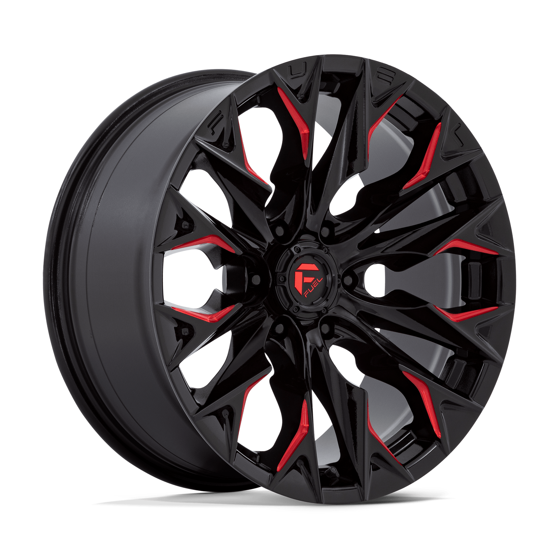 Fuel 1pc D823 Flame 20x9 20x9 1 Offset In Gloss Black Milled W/ Candy Red