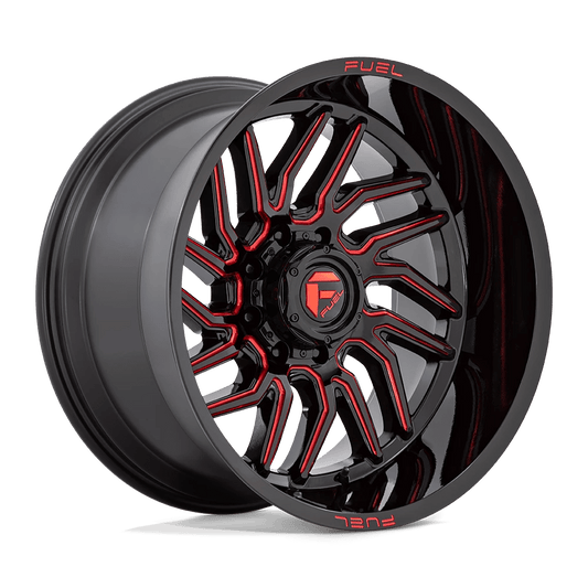 Fuel D808 Hurricane Wheels in Gloss Black Milled Red Tint Finish