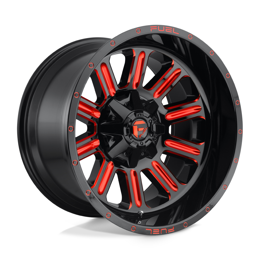 Fuel 1pc D621 Hardline 22x12 22x12 -44 Offset In Gloss Black Red Tinted Clear