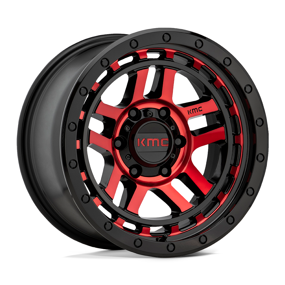 Kmc Km540 Recon 18x8.5 18x8.5 0 Offset In Gloss Black Machined W/ Red Tint