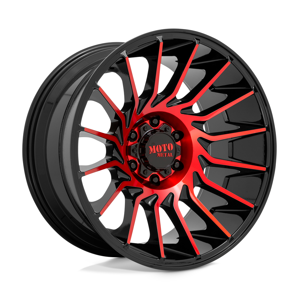 Moto Metal Mo807 22x12 22x12 -44 Offset In Gloss Black Machined W/ Red Tint