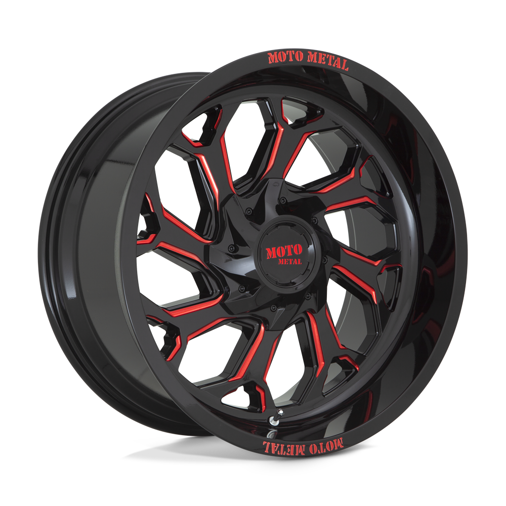 Moto Metal Mo999 22x12 22x12 -44 Offset In Gloss Black Milled W/ Red Tint