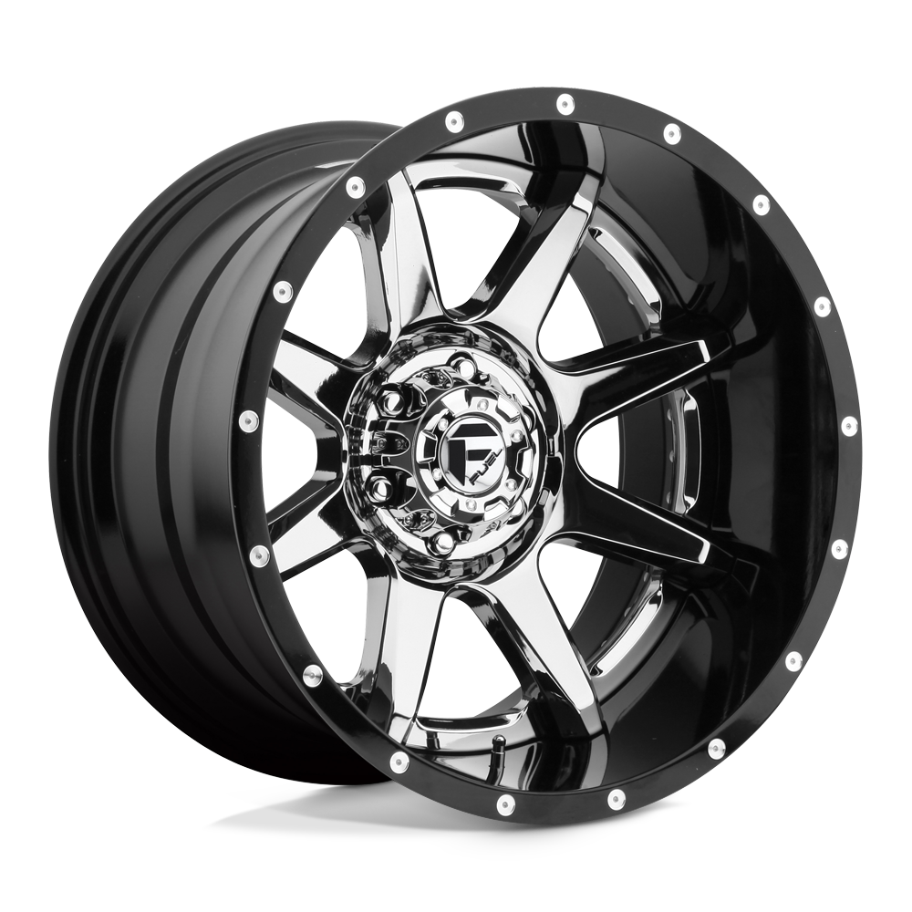 Fuel 2pc D247 Rampage 22x12 22x12 -44 Offset In Chrome Plated Gloss Black Lip