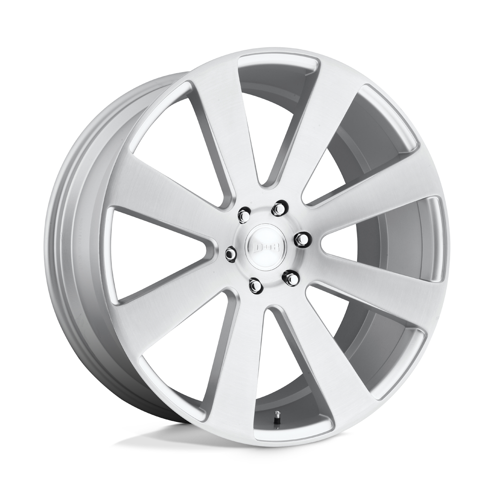 Dub 1pc S213 8-ball 26x10 26x10 30 Offset In Gloss Silver Brushed