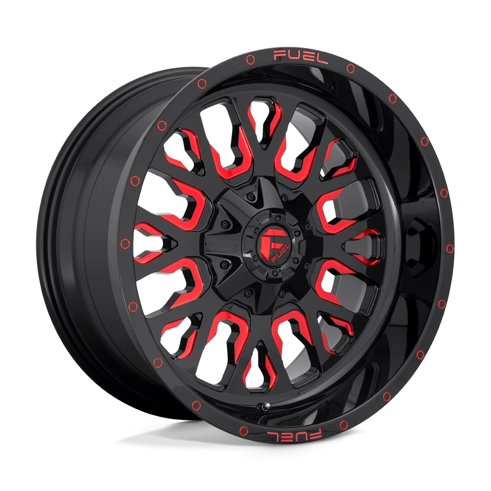 Fuel D612 Stroke Wheels in Gloss Black Red Tinted Clear Finish