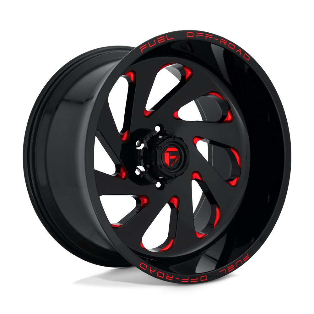 Fuel 1pc D638 Vortex 22x12 22x12 -44 Offset In Gloss Black Red Tinted Clear