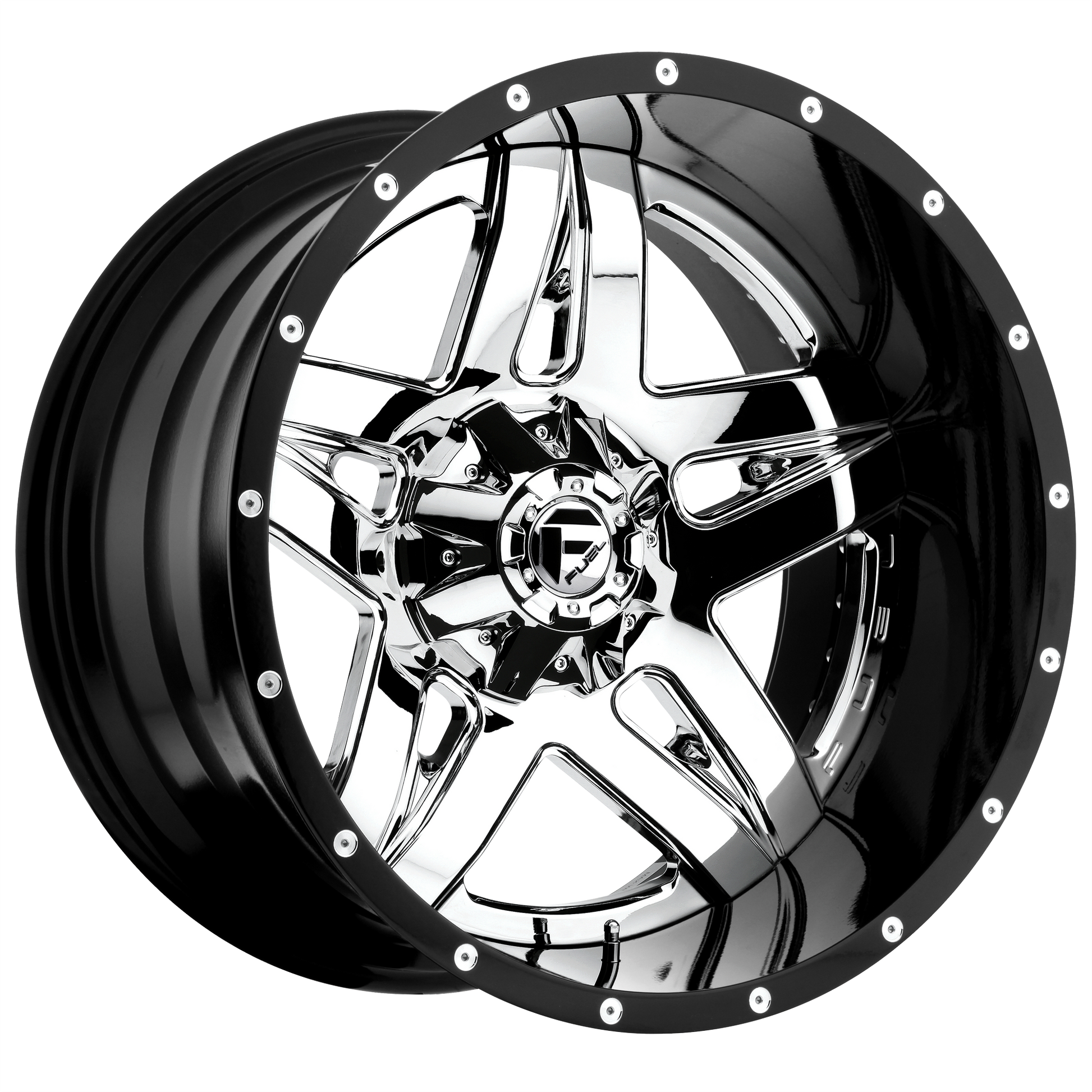 Fuel 2pc D243 Full Blown 20x10 20x10 -19 Offset In Chrome Plated Gloss Black Lip